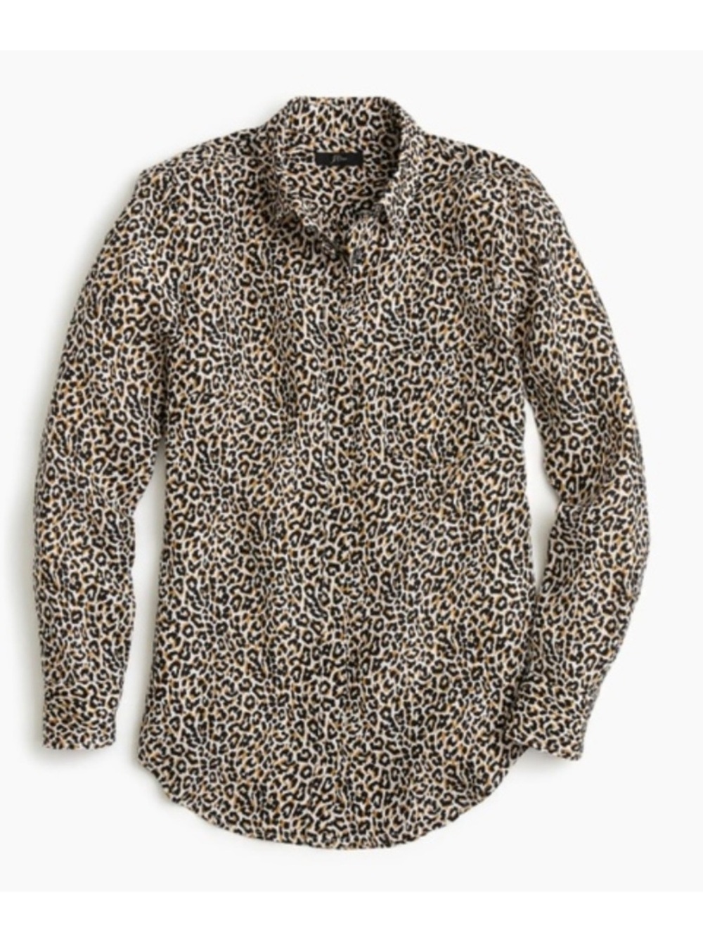 J. Crew 100% Silk Leopard Print Long Sleeve Button Down Shirt